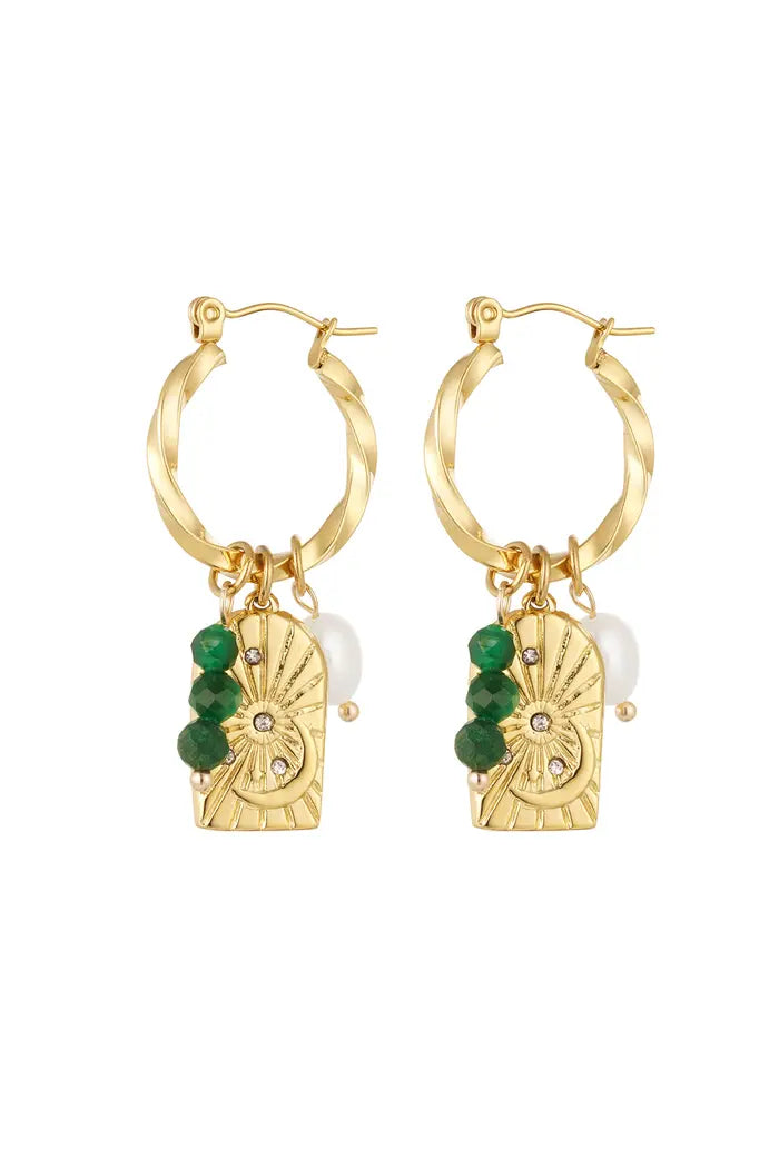 Green Charm Earrings